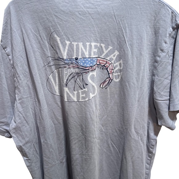 Vineyard Vines Mens Gray Graphic T Shirt Lobster Flag Pocket Tee XL - Picture 4 of 4
